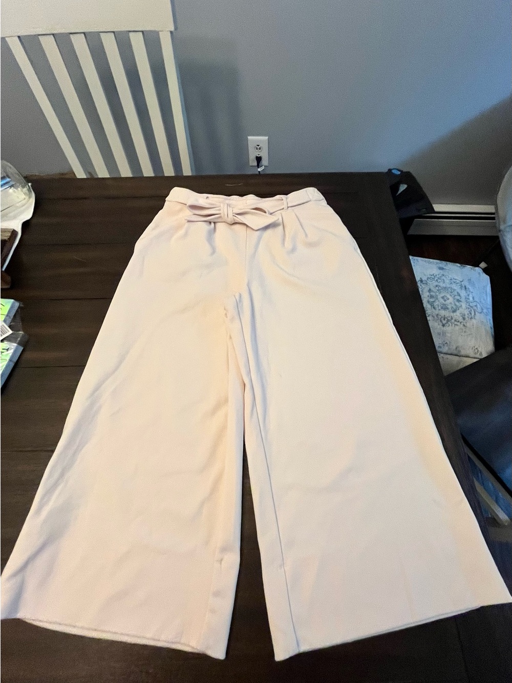 JohnPaulRichard Blush Wide-Leg Tie-Waist Culotte Pants